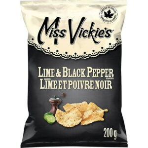 Miss Vickie's Lime & Black Pepper flavour Kettle Cooked Potato Chips, 200 g.