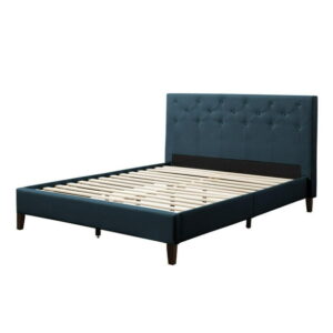 CorLiving Nova Ridge Upholstered Queen Size Platform Bed Frame with Slats and Headboard - No Box Spring Required