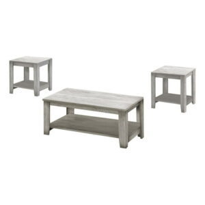 Monarch Specialties Table Set, 3pcs Set, Coffee, End, Side, Accent, Living Room, Laminate, Grey, Transitional