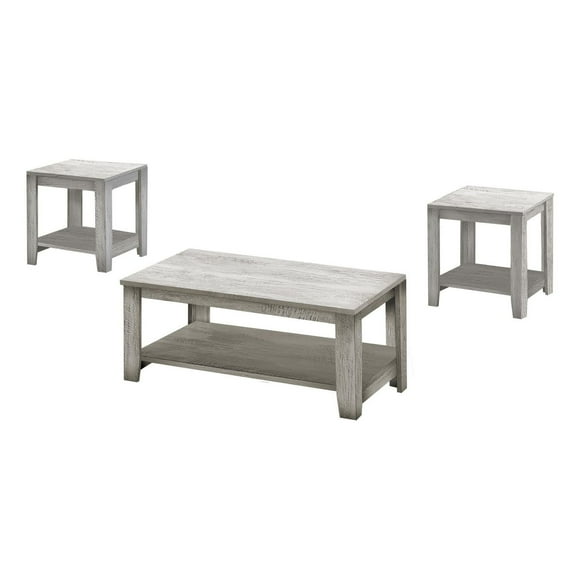 Monarch Specialties Table Set, 3pcs Set, Coffee, End, Side, Accent, Living Room, Laminate, Grey, Transitional