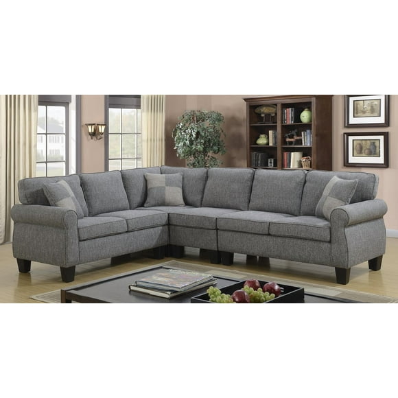 Victoria Sectional W/Adj. Armless Chair, Grey