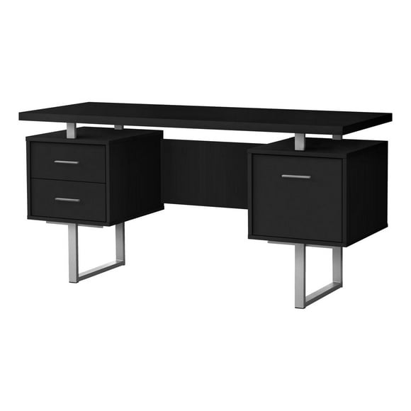 Monarch Specialties Computer Desk, Home Office, Laptop, Left, Right Set-up, Storage Drawers, 60"l, Work, Metal, Laminate, Black, Grey, Contemporary, Modern