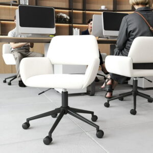 Homy Casa Desk Chair, Adjustable Task Office Chair with Fabric Upholstery, Ergonomic Backrest, Swivel, Beige