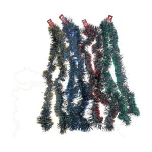 2M Black Tinsel Garland With Metallic Tips (Asstd) - Set of 12