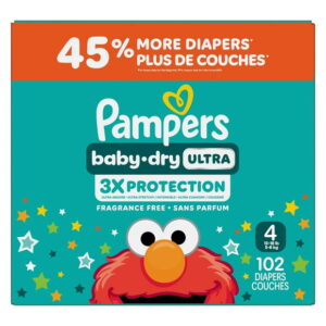 Pampers Baby Dry Ultra Diapers, Size 4 (22-37 lbs), Absorbent Disposable Diapers