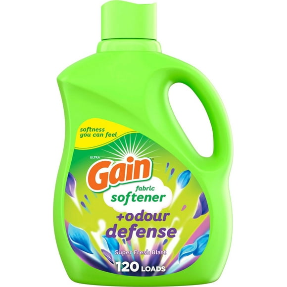 Gain Odour Defense Liquid Fabric Softener, Super Fresh Blast scent, 2 in 1 Freshness plus Odour Protection, 2.63L