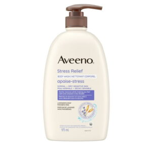 Aveeno Stress Relief Body Wash, Lavender, Chamomile, Ylang Ylang Oil, Oat, Skin Cleanser, 975 mL