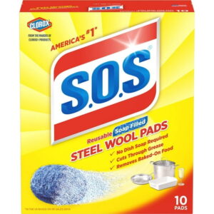 S.O.S Steel Wool Soap Pads, 10 Count, With long-lasting soap