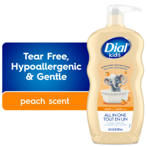 Dial Kids All in One Hair, Body Wash and Bubble Bath, Peach Scent, 709ml, Hypoallergenic, Tear Free, Pediatric Dermatologist Tested, Free from Silicones, Parabens, Phthalates, 1 bottle, 1 bottle, 709ml