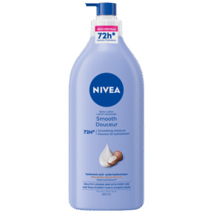 NIVEA Smooth 72-Hr Moisturizing Body Lotion for Dry Skin with Hyaluronic Acid, 625 mL, 625mL Pump Bottle