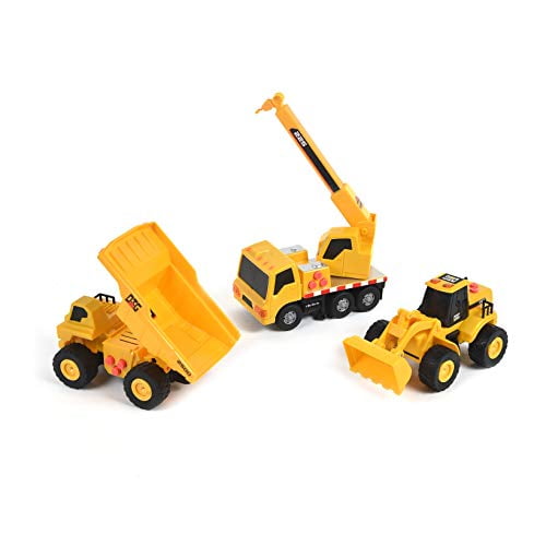 Maxx Action 3 Pack Mini Construction Vehicles - Lights and Sounds Pull Back Toy Vehicle with Friction Motor | Includes Dump Truck Front End Loader and Crane Truck, MAXX ACTION MINI CONSTRUCT 3PACK