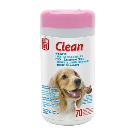 Dogit Clean Ear Wipes for Dogs, 70 Unscented Wipes