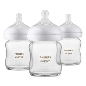Philips Avent Glass Natural Baby Bottle With Natural Response Nipple, 4oz, 3 pack, SCY910/03, Avent Glass Bottle 4oz 3pk