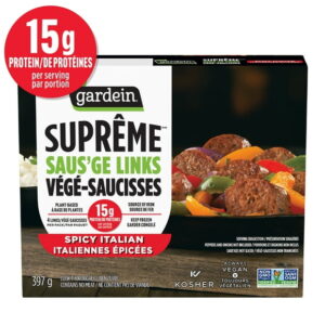 Gardein® Suprême™ Saus'ge Links Spicy Italian Sausage, 15 g of Protein per serving., Vegan, Kosher, 397 g