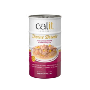 Catit Divine Shreds Cat Food Tuna with Shrimp & Pumpkin in Jelly, 4 x 85 G