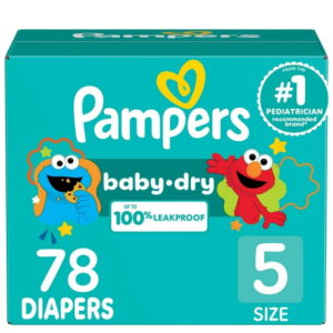 Pampers Baby Dry Diapers, Size 5, 27+ lbs, Absorbent Disposable Diapers, 78CT