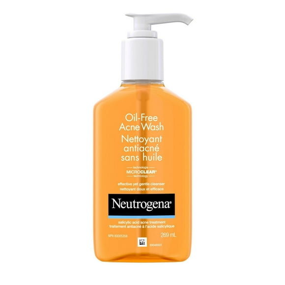 Neutrogena Oil-Free Acne Wash, Facial Cleanser with 2% Salicylic Acid Acne Treatment, Daily Oil-Free Acne Face Wash for Acne-Prone Skin with Salicylic Acid, 269 mL