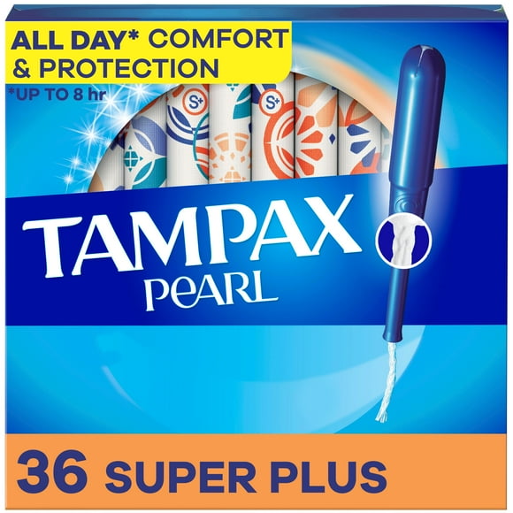 Tampax Pearl Tampons, with LeakGuard Braid, Super Plus Absorbency, Unscented, 36CT