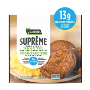 Gardein Suprême Frozen Breakfast Sausage Patties, Enjoy in Dinner or Meal, Plant-based, Vegan, Source of Iron, 13g of Protein, 390g