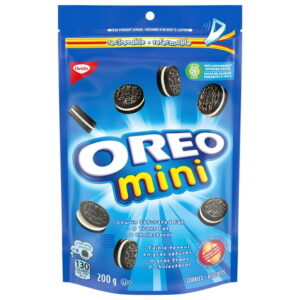 OREO Mini Original Chocolate Sandwich Cookies, Peanut Free Snack, School Snacks, Baked in Canada, 200 g