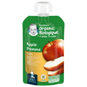 GERBER Organic Purée, Apple, Baby Food, 128 mL