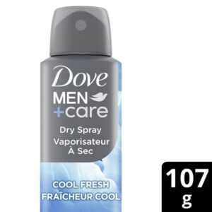 Dove Men+Care Cool Fresh 72H Dry Spray Antiperspirant Deodorant for Men with Vitamin E and Non-Irritant Formula, 107g, 107 g