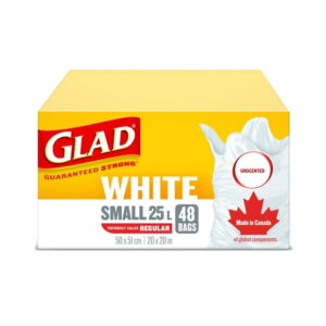 Glad White Garbage Bags - Small 25 Litres - Unscented, 48 Trash Bags, Unscented, 48 Trash Bags