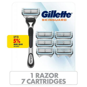 Gillette SkinGuard Men's Razor Handle + 7 Blade Refills, 0MX