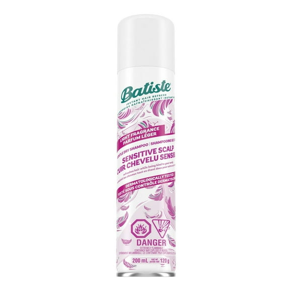 Batiste Dry Shampoo Spray Sensitive Scalp Lightly Scented, Refresh Hair and Absorb Oil, Waterless Shampoo for Added Hair Texture and Volume, Paraben & Sulfate Free, Dermatologically Tested, 200ml, Batiste Sensitive 200ml