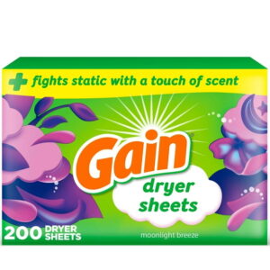 Gain dryer sheets, Moonlight Breeze Scent, Fights static with a touch of scent, laundry sheets, 200 Count