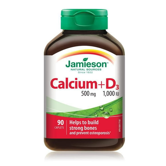 Jamieson Calcium 500 mg Plus Vitamin D3 1,000 IU Caplets, 90 caplets