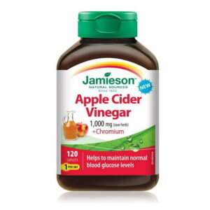 Jamieson Apple Cider Vinegar Caplets with Chromium, 1000 mg, 120 Count, 120 Vegetarian Caplets