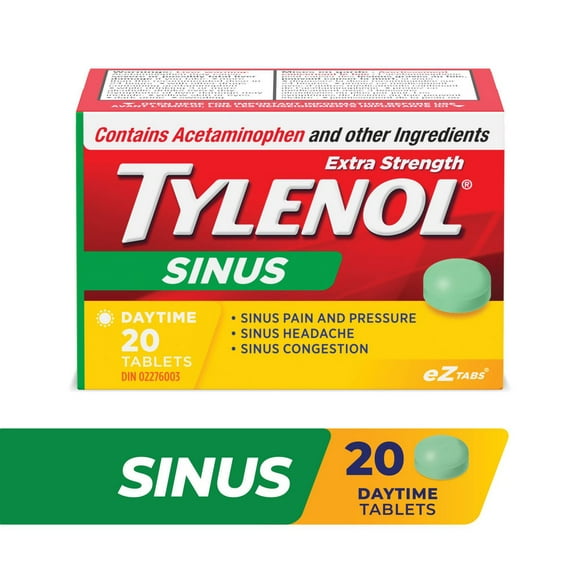 Tylenol Extra Stength Sinus eZ Tabs, Relieves Sinus congestion & other sinus Symptoms, Daytime, 20 Count