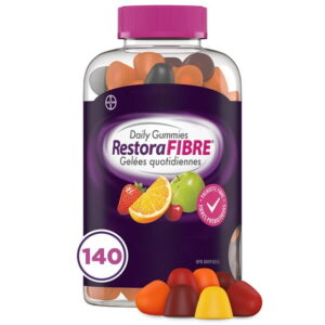 RestoraFIBRE Daily Prebiotic Fibre Gummies – for Men & Women, Naturally Sourced Inulin, Supports Regularity & Digestive Health, 6 Fruit Flavors, 140 Count
