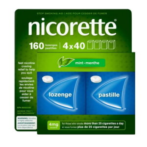Nicorette Mint 4mg Lozenges, Quit Smoking Aid, NRT, Nicotine Replacement Products, Craving Relief, Mint Flavoured, 160 Pack