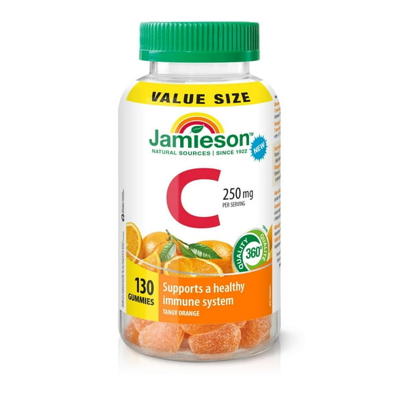 Jamieson Vitamin C Gummies, 250 mg, Tangy Orange Flavour, 130 Count