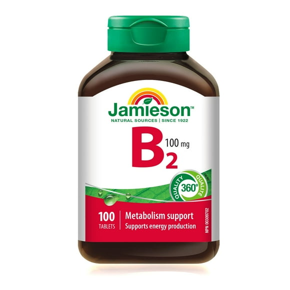 Jamieson Vitamin B2 (Riboflavin) 100mg Caplets, 100 tablets