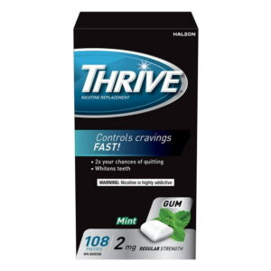 Thrive Gum 2mg Regular Strength Nicotine Replacement, Mint, 108 count