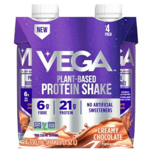 Vega Protein Shake Creamy Chocolate (4ct), Plant-powered protein on-the-go.