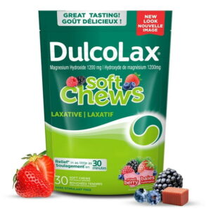 DulcoLax Soft Chews, Laxative for Gentle Occasional Constipation Relief For Adults and Kids Ages 12 and Over, Vegan, Stimulant-Free, Gluten-Free Laxatives, Mixed Berry, 30 Count, 30 count