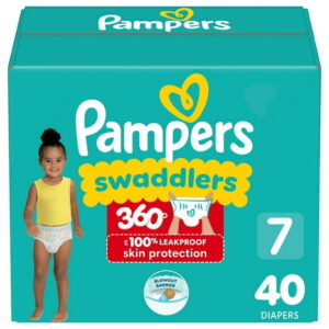 Pampers Diapers - Swaddlers 360° - Size 7, up to 100% Leakproof Comfy Dry Fit, EZ Off Tabs Designed for Easy Changes, Pull On Diaper, 40 Count