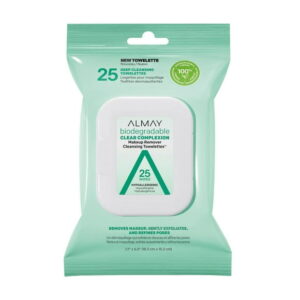 Almay Biodegradable Clear Complexion Makeup Remover Cleansing Towelettes, 25 wipes, Biodegradable Towels