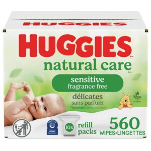 Baby Wipes, Huggies Natural Care, UNSCENTED, Sensitive, 10 Flip Top Packs, 560 Wipes, 560 Wipes