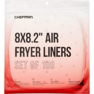 Chefman Air Fryer Liners, Disposable, Heat-Resistant, 25 Pack 20x20 cm (8x8") Square Parchment Paper, 20x20 cm (8x8 in.) Parchment Papaer