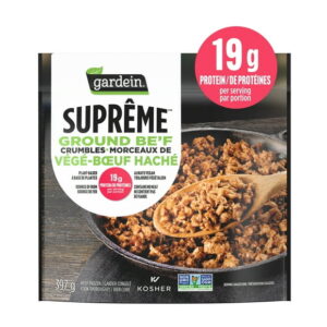 Gardein Suprême Frozen Ground Be’f Crumbles, Enjoy in Dinner or Meal, Plant-based, Vegan, Source of Iron, 19g of Protein, 397g