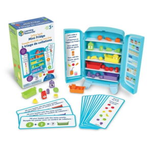 Learning Resources Sorting Snacks Mini Fridge ,51 Pieces, Ages 3+, Toddler Toys, Educational Toys, snack toys,plastic food toys,kids kitchen accessories, This mini fridge