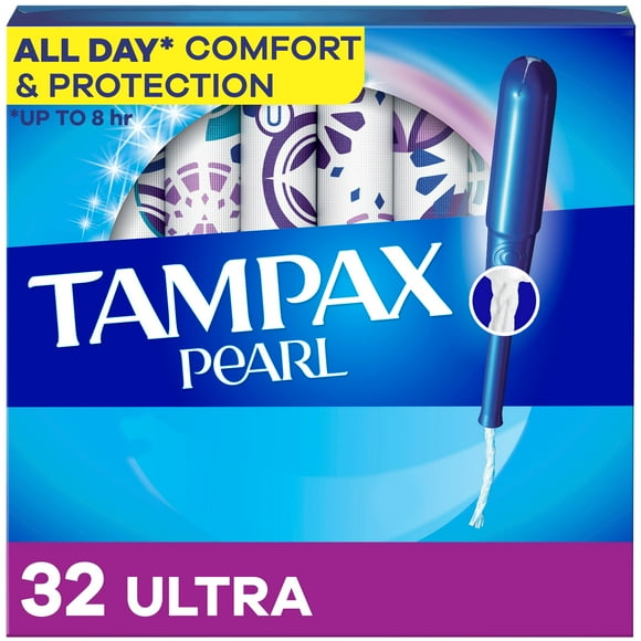 Tampax Pearl Tampons, with LeakGuard Braid, Ultra Absorbency, Unscented, 32CT