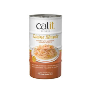 Catit Divine Shreds Chicken with Salmon & Pumpkin in Jelly Cat Food 4 x 85 G
