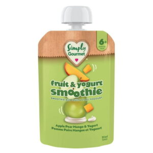 Simply Gourmet Apple Pear Mango & Yogurt Smoothie Purée Pouch – 6+ Months, Made with real fruit & yogurt, 92ml - Baby Food