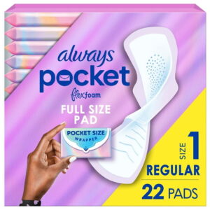 Always Pocket with FlexFoam Pads, Size 1, Regular, with Wings, Unscented, 22 Count